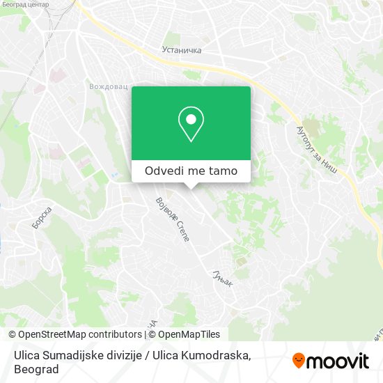 Ulica Sumadijske divizije / Ulica Kumodraska mapa