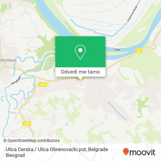 Ulica Cerska / Ulica Obrenovacki put mapa