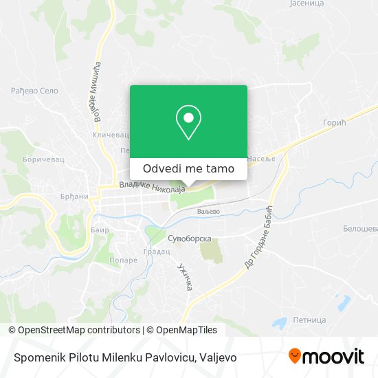 Spomenik Pilotu Milenku Pavlovicu mapa