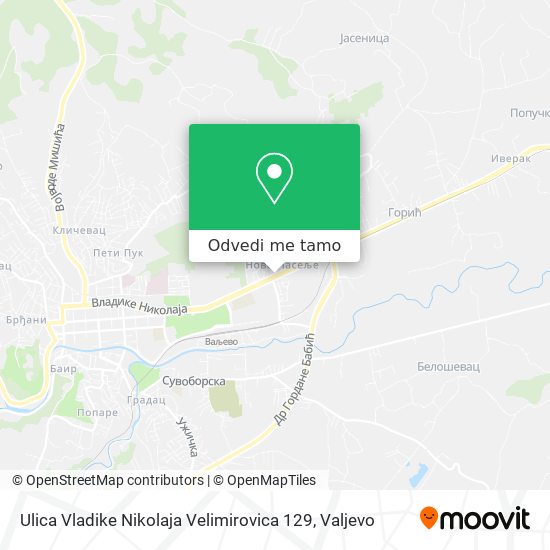Ulica Vladike Nikolaja Velimirovica 129 mapa