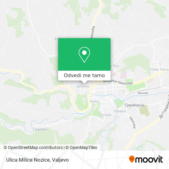 Ulica Milice Nozice mapa