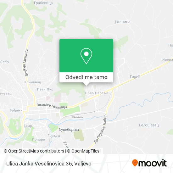 Ulica Janka Veselinovica 36 mapa