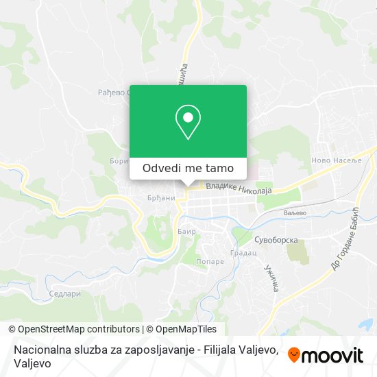 Nacionalna sluzba za zaposljavanje - Filijala Valjevo mapa