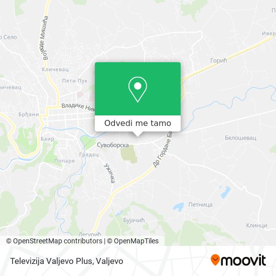 Televizija Valjevo Plus mapa