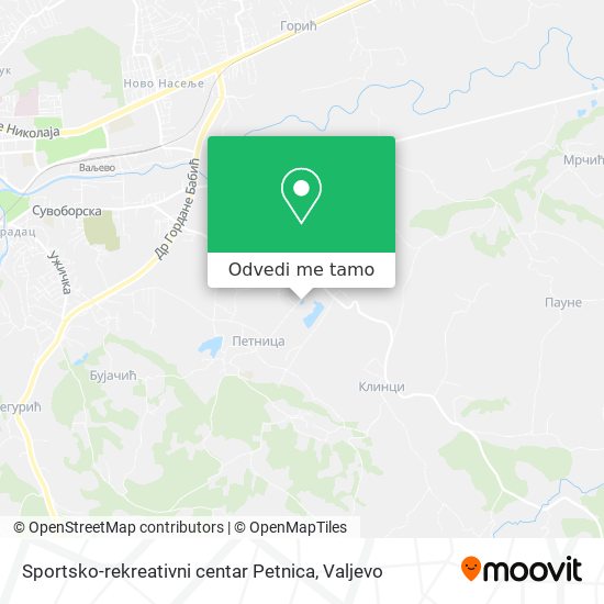 Sportsko-rekreativni centar Petnica mapa