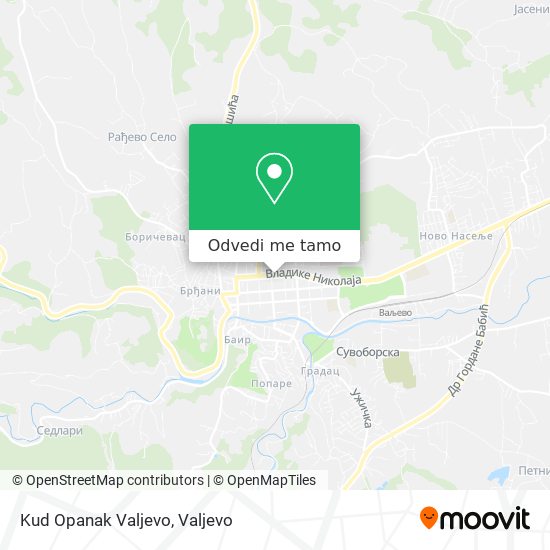 Kud Opanak Valjevo mapa