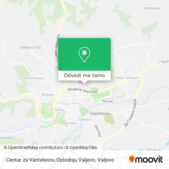 Centar za Vantelesnu Oplodnju Valjevo mapa