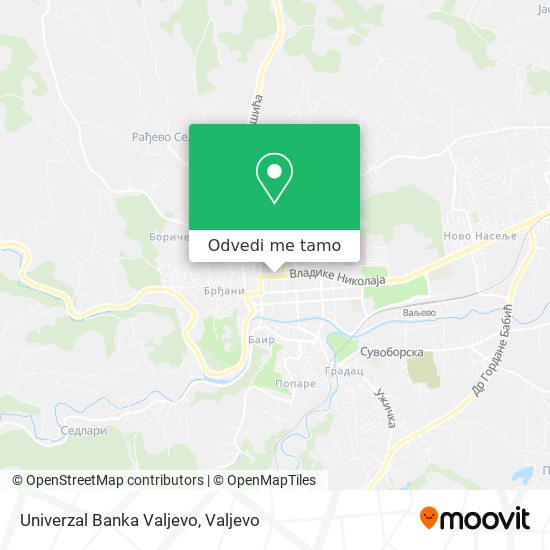 Univerzal Banka Valjevo mapa