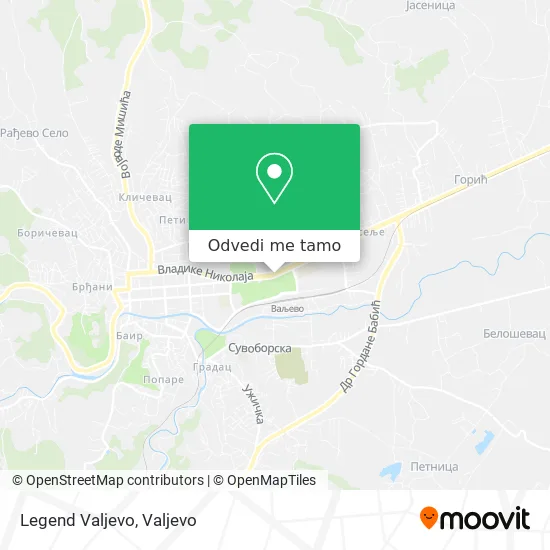 Legend Valjevo mapa