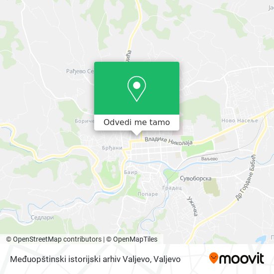 Međuopštinski istorijski arhiv Valjevo mapa