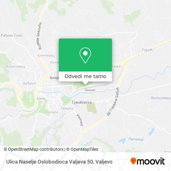 Ulica Naselje Oslobodioca Valjeva 50 mapa