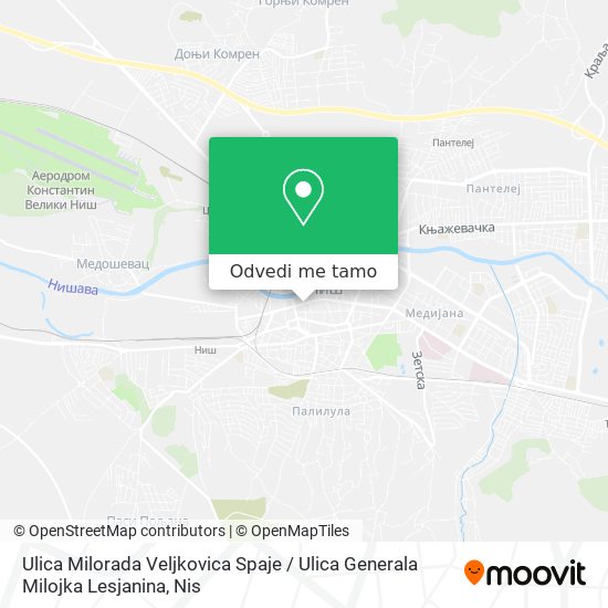 Ulica Milorada Veljkovica Spaje / Ulica Generala Milojka Lesjanina mapa