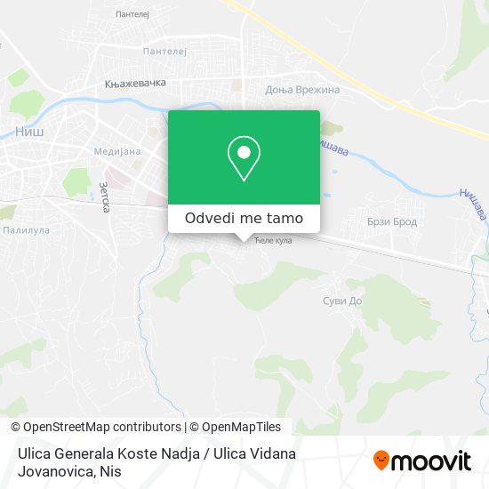 Ulica Generala Koste Nadja / Ulica Vidana Jovanovica mapa