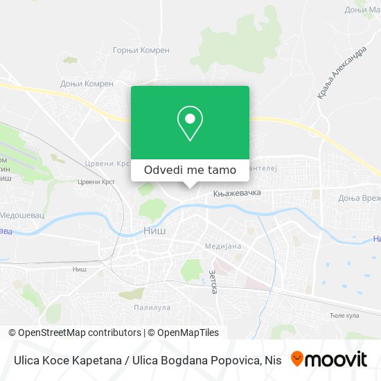 Ulica Koce Kapetana / Ulica Bogdana Popovica mapa