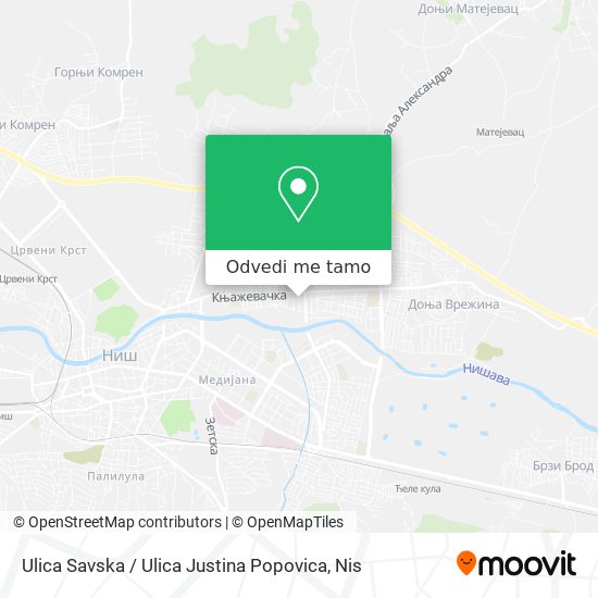 Ulica Savska / Ulica Justina Popovica mapa