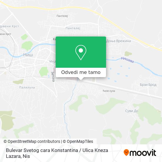 Bulevar Svetog cara Konstantina / Ulica Kneza Lazara mapa