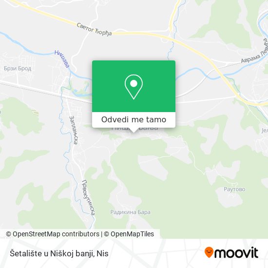 Šetalište u Niškoj banji mapa