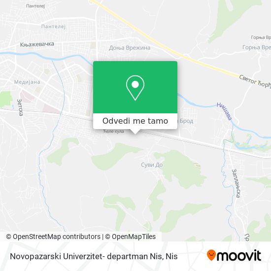 Novopazarski Univerzitet- departman Nis mapa