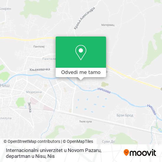 Internacionalni univerzitet u Novom Pazaru, departman u Nisu mapa