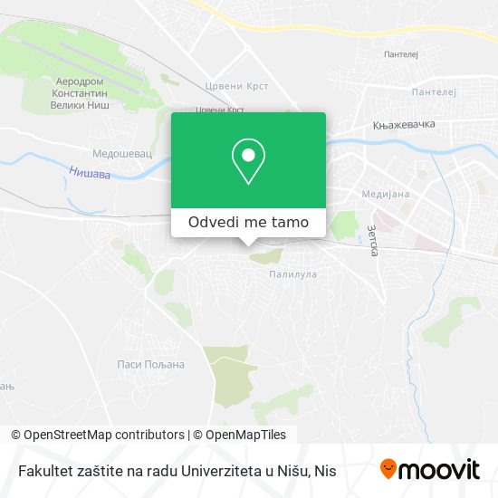 Fakultet zaštite na radu Univerziteta u Nišu mapa