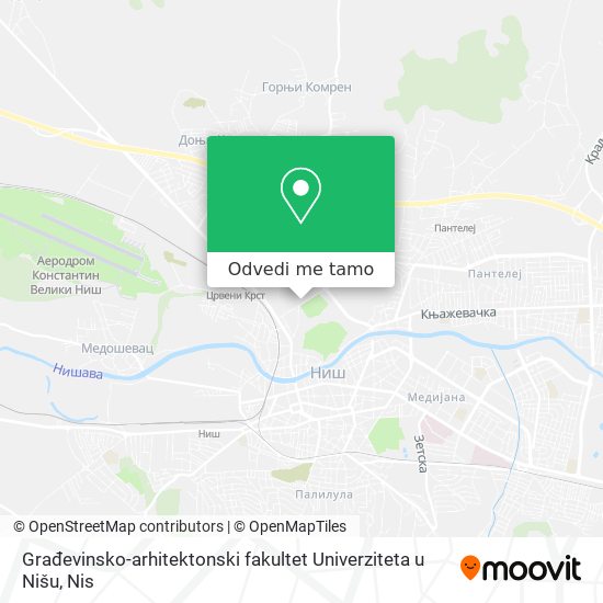 Građevinsko-arhitektonski fakultet Univerziteta u Nišu mapa