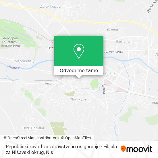 Republički zavod za zdravstveno osiguranje - Filijala za Nišavski okrug mapa