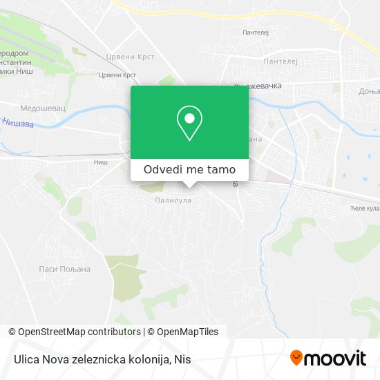 Ulica Nova zeleznicka kolonija mapa