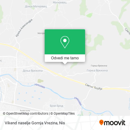 Vikend naselje Gornja Vrezina mapa