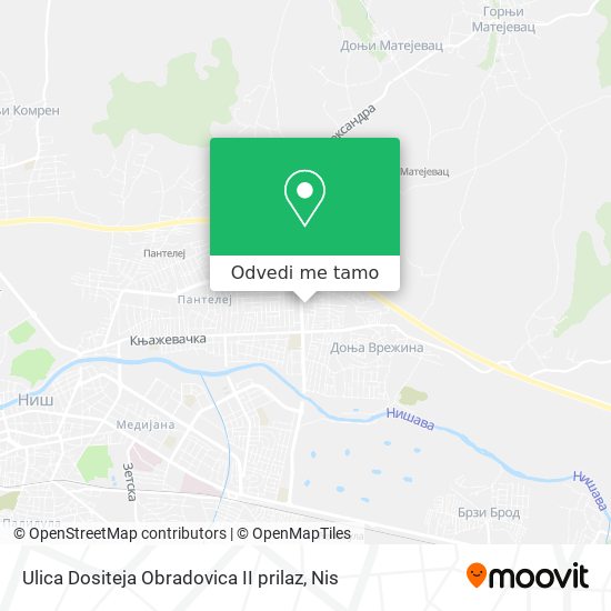 Ulica Dositeja Obradovica II prilaz mapa