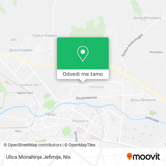 Ulica Monahinje Jefimije mapa