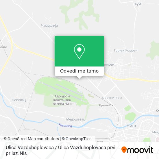 Ulica Vazduhoplovaca / Ulica Vazduhoplovaca prvi prilaz mapa