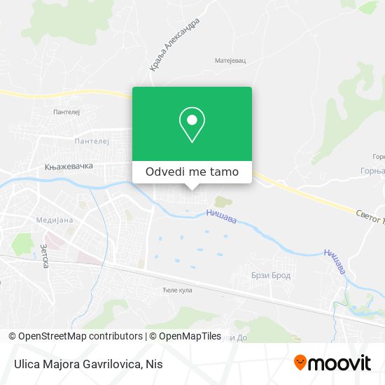 Ulica Majora Gavrilovica mapa
