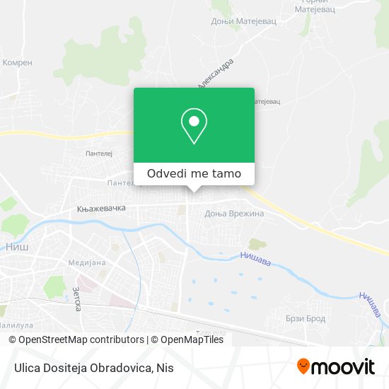 Ulica Dositeja Obradovica mapa