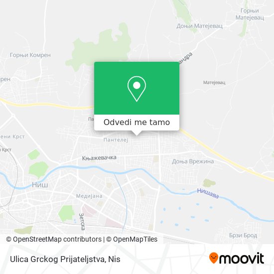 Ulica Grckog Prijateljstva mapa