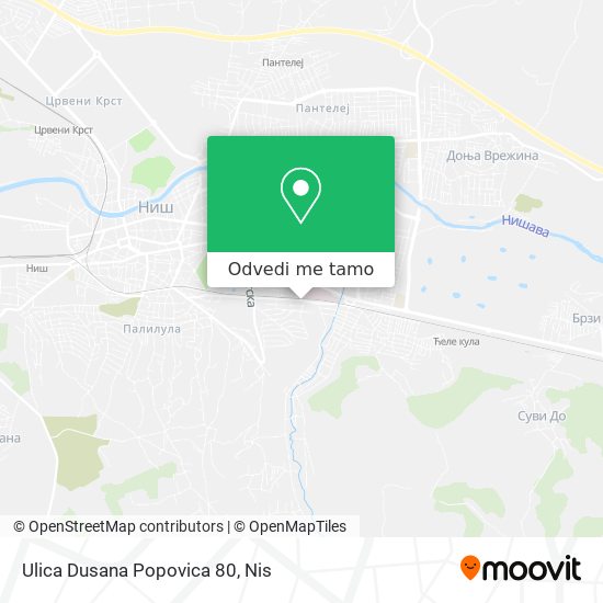 Ulica Dusana Popovica 80 mapa