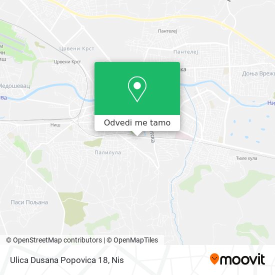 Ulica Dusana Popovica 18 mapa