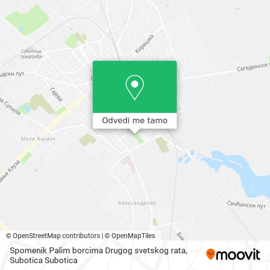 Spomenik Palim borcima Drugog svetskog rata mapa