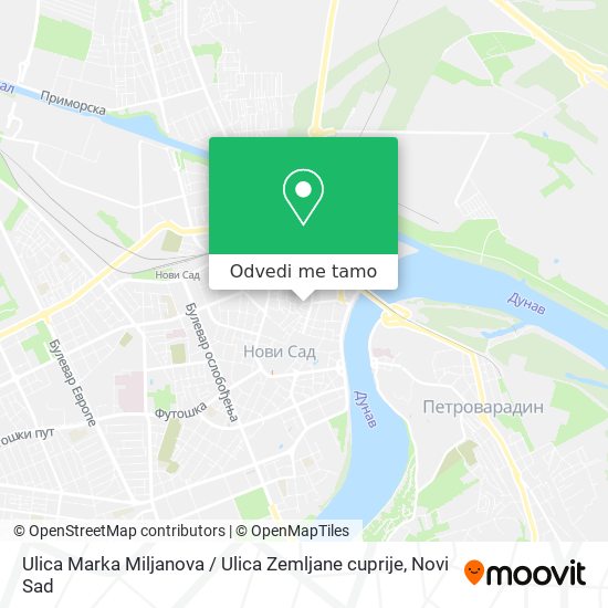 Ulica Marka Miljanova / Ulica Zemljane cuprije mapa