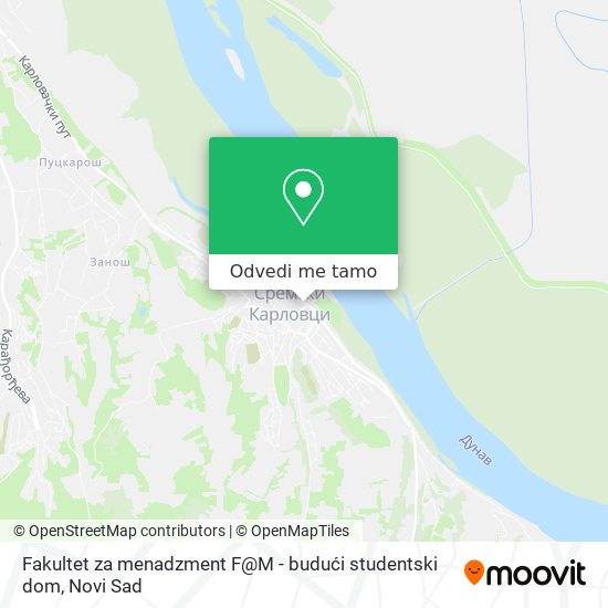 Fakultet za menadzment F@M - budući studentski dom mapa