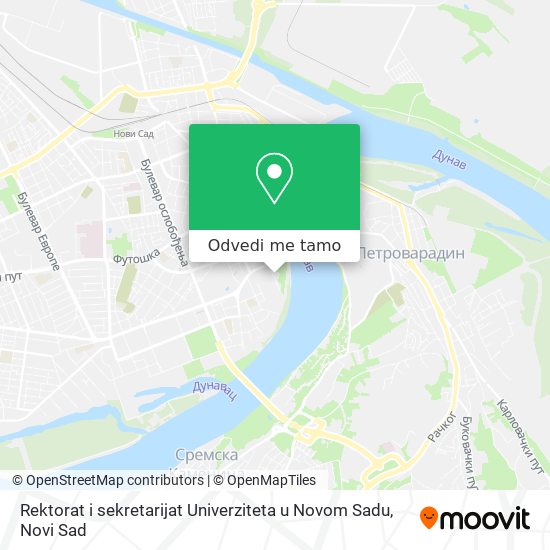 Rektorat i sekretarijat Univerziteta u Novom Sadu mapa