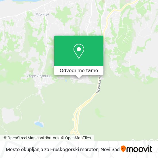 Mesto okupljanja za Fruskogorski maraton mapa