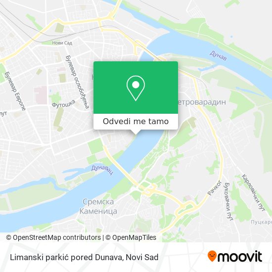 Limanski parkić pored Dunava mapa