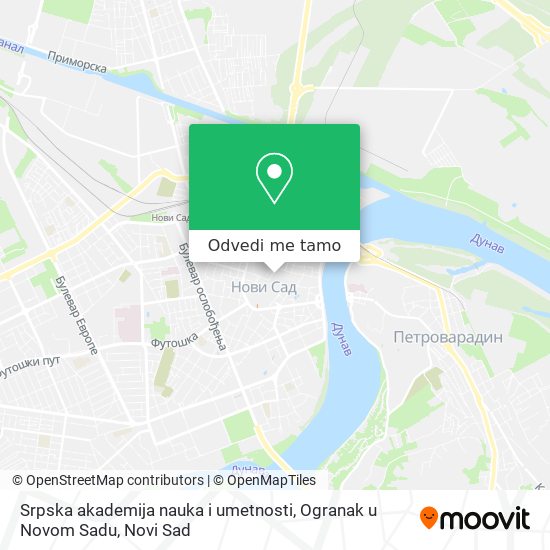 Srpska akademija nauka i umetnosti, Ogranak u Novom Sadu mapa