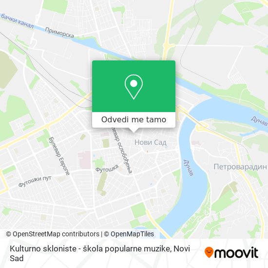 Kulturno skloniste  - škola popularne muzike mapa