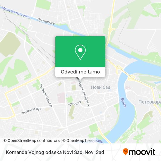 Komanda Vojnog odseka Novi Sad mapa