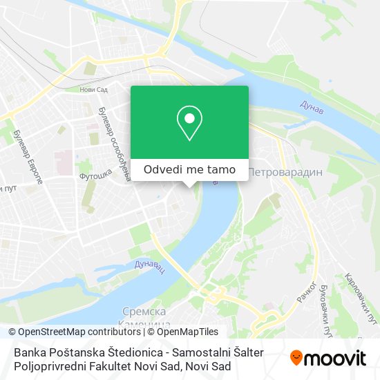 Banka Poštanska Štedionica - Samostalni Šalter Poljoprivredni Fakultet Novi Sad mapa