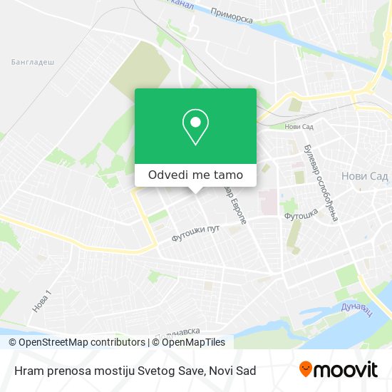 Hram prenosa mostiju Svetog Save mapa