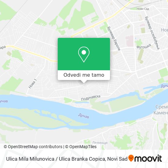 Ulica Mila Milunovica / Ulica Branka Copica mapa