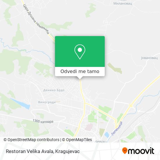 Restoran Velika Avala mapa