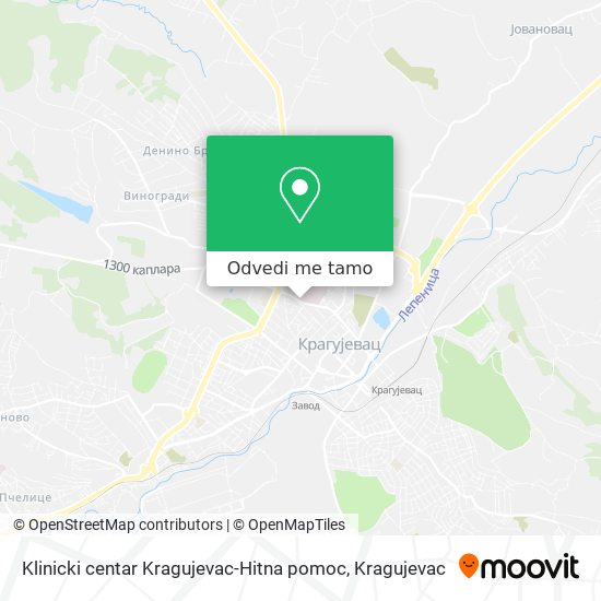 Klinicki centar Kragujevac-Hitna pomoc mapa